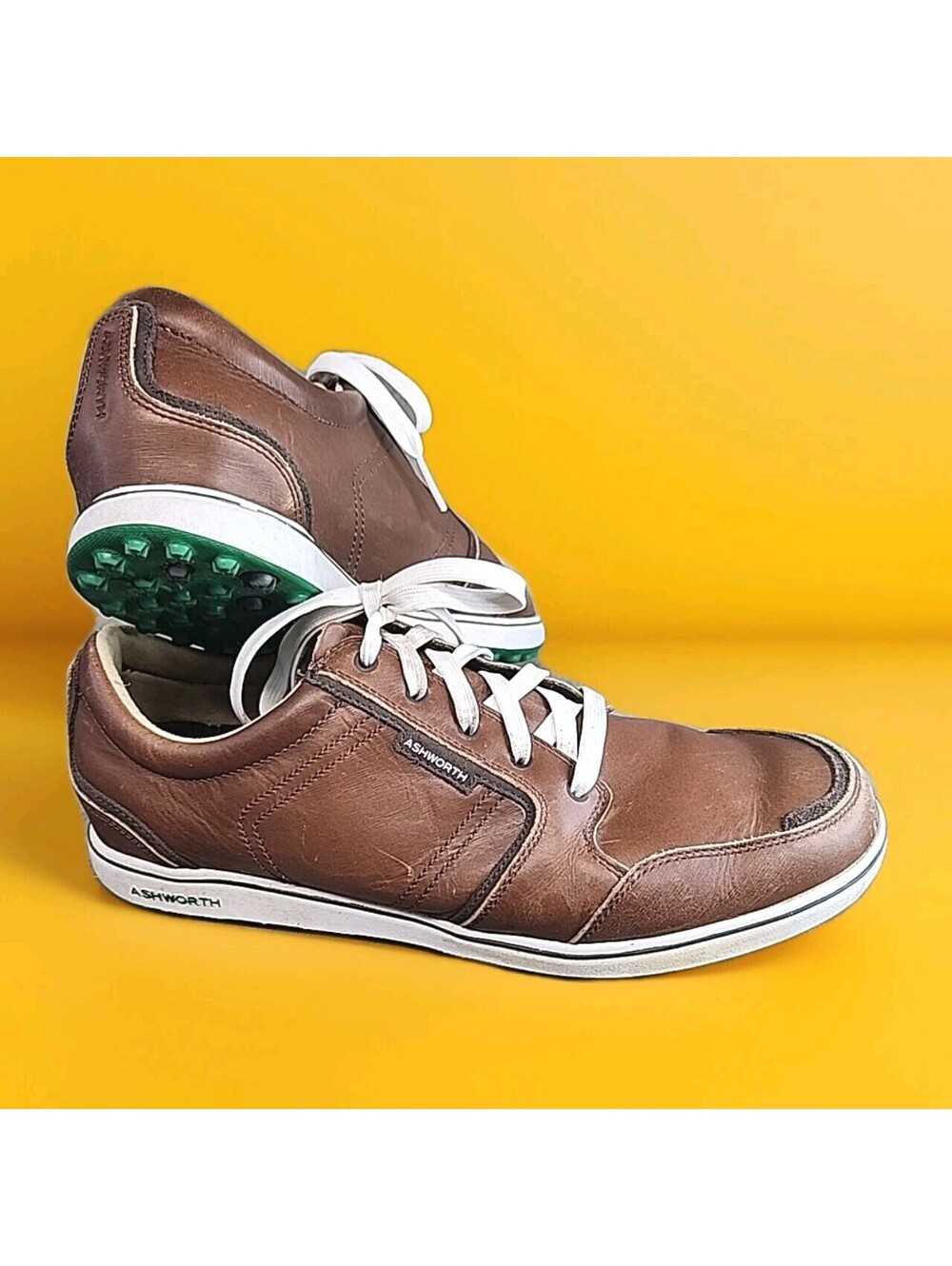 Ashworth Cardiff ADC 2 Spike-less Casual Brown Leather Golf Shoes Men’s Size 12